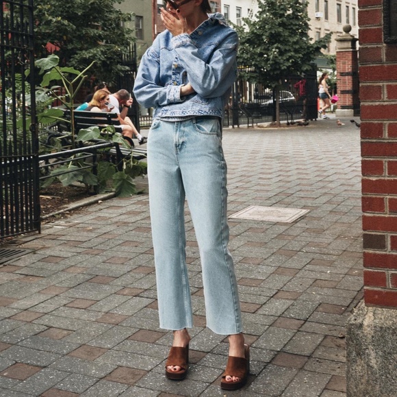 ZARA High Rise Straight Crop Jeans — Size 6 - Picture 4 of 9